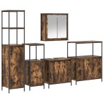 vidaXL Set de mobilier pentru baie din 5 piese din lemn tratat fumuriu vidaXL Set de mobilier pentru baie din 5 piese din lemn tratat fumuriu