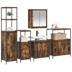 vidaXL Set de mobilier pentru baie din 5 piese din lemn tratat fumuriu vidaXL Set de mobilier pentru baie din 5 piese din lemn tratat fumuriu
