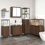 vidaXL Set mobilier baie, 5 piese, stejar maro, lemn prelucrat vidaXL Set mobilier baie, 5 piese, stejar maro, lemn prelucrat