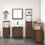 vidaXL Set mobilier baie, 5 piese, stejar maro, lemn prelucrat vidaXL Set mobilier baie, 5 piese, stejar maro, lemn prelucrat