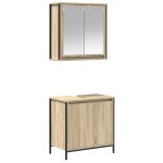 vidaXL Set mobilier de baie, 2 piese, stejar sonoma, lemn prelucrat vidaXL Set mobilier de baie, 2 piese, stejar sonoma, lemn prelucrat