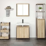 vidaXL Set mobilier de baie, 2 piese, stejar sonoma, lemn prelucrat vidaXL Set mobilier de baie, 2 piese, stejar sonoma, lemn prelucrat
