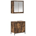 vidaXL Set mobilier de baie, 2 piese, stejar fumuriu, lemn prelucrat