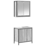 vidaXL Set mobilier de baie, 2 piese, gri sonoma, lemn prelucrat vidaXL Set mobilier de baie, 2 piese, gri sonoma, lemn prelucrat
