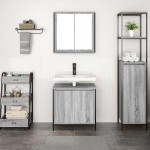 vidaXL Set mobilier de baie, 2 piese, gri sonoma, lemn prelucrat vidaXL Set mobilier de baie, 2 piese, gri sonoma, lemn prelucrat