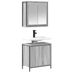 vidaXL Set mobilier de baie, 2 piese, gri sonoma, lemn prelucrat vidaXL Set mobilier de baie, 2 piese, gri sonoma, lemn prelucrat