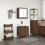vidaXL Set mobilier de baie, 2 piese, stejar maro, lemn prelucrat vidaXL Set mobilier de baie, 2 piese, stejar maro, lemn prelucrat