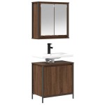 vidaXL Set mobilier de baie, 2 piese, stejar maro, lemn prelucrat vidaXL Set mobilier de baie, 2 piese, stejar maro, lemn prelucrat