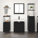 Set de mobilă pentru baie 3 piese vidaXL din lemn compozit stejar negru Set de mobilă pentru baie 3 piese vidaXL din lemn compozit stejar negru