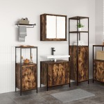 vidaXL Set de mobilier pentru baie 3 piese din stejar fumuriu - Lemn prelucrat vidaXL Set de mobilier pentru baie 3 piese din stejar fumuriu - Lemn prelucrat