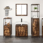 vidaXL Set de mobilier pentru baie 3 piese din stejar fumuriu - Lemn prelucrat vidaXL Set de mobilier pentru baie 3 piese din stejar fumuriu - Lemn prelucrat