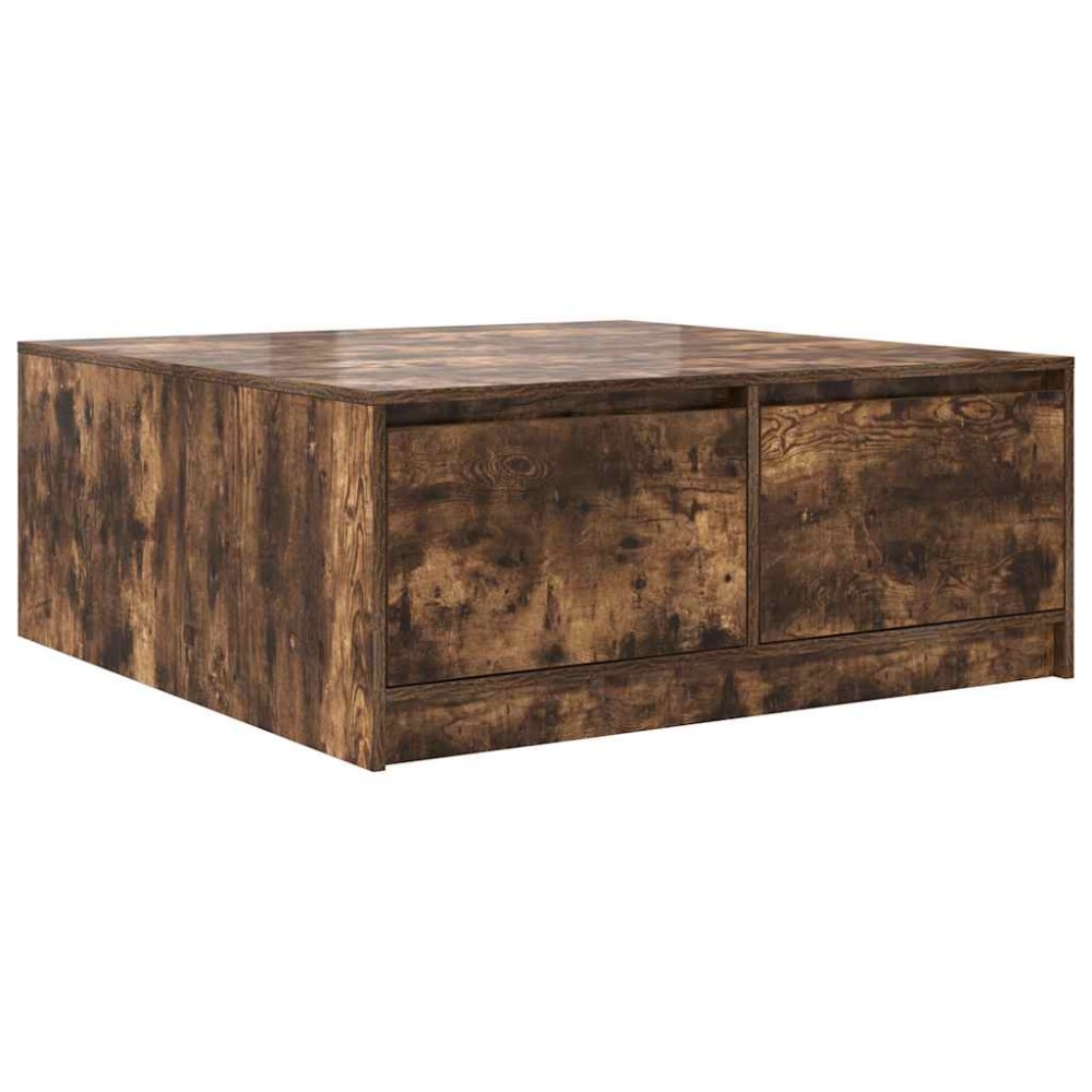 vidaXL Masuta de cafea cu sertare Stejar afumat 100x100x40 cm