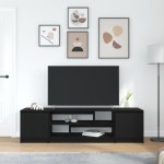 vidaXL Dulap TV Stejar Negru 188,5x41x50 cm Lemn prelucrat