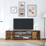 vidaXL Comodă TV, stejar fumuriu 188,5x41x50 cm lemn compozit vidaXL Comodă TV, stejar fumuriu 188,5x41x50 cm lemn compozit