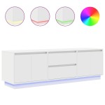 vidaXL Dulap TV cu lumini LED alb 160,5x41x50 cm vidaXL Dulap TV cu lumini LED alb 160,5x41x50 cm