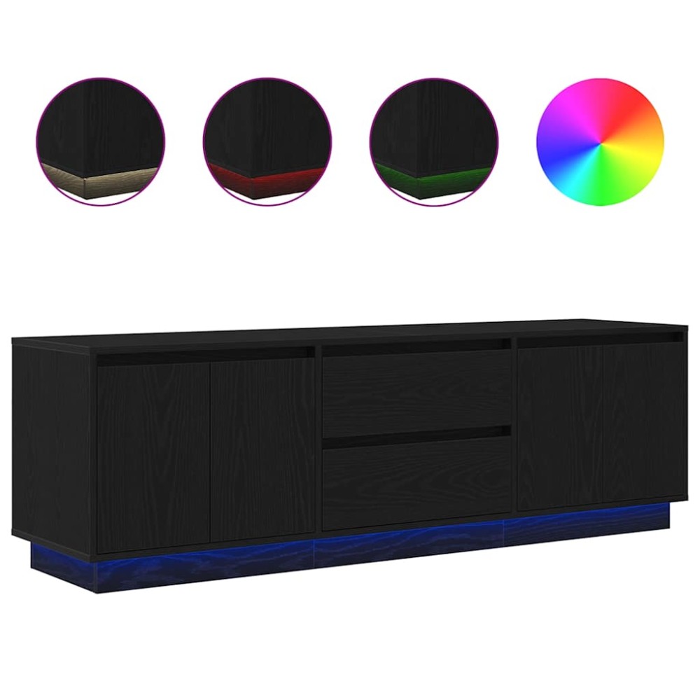 vidaXL Dulap TV cu lumini LED Stejar negru 160,5x41x50 cm