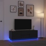 vidaXL Dulap TV cu lumini LED Stejar negru 160,5x41x50 cm vidaXL Dulap TV cu lumini LED Stejar negru 160,5x41x50 cm