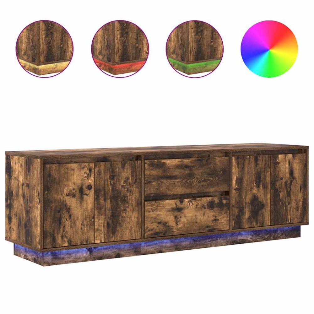 vidaXL Dulap TV cu lumini LED Stejar afumat 160,5x41x50 cm