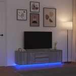 vidaXL Dulap TV cu lumini LED Gri Sonoma 160,5x41x50 cm vidaXL Dulap TV cu lumini LED Gri Sonoma 160,5x41x50 cm