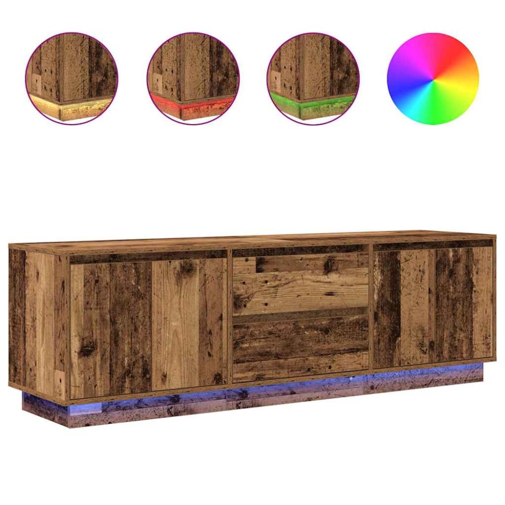 vidaXL Dulap TV cu lumini LED Lemn vechi 160,5x41x50 cm