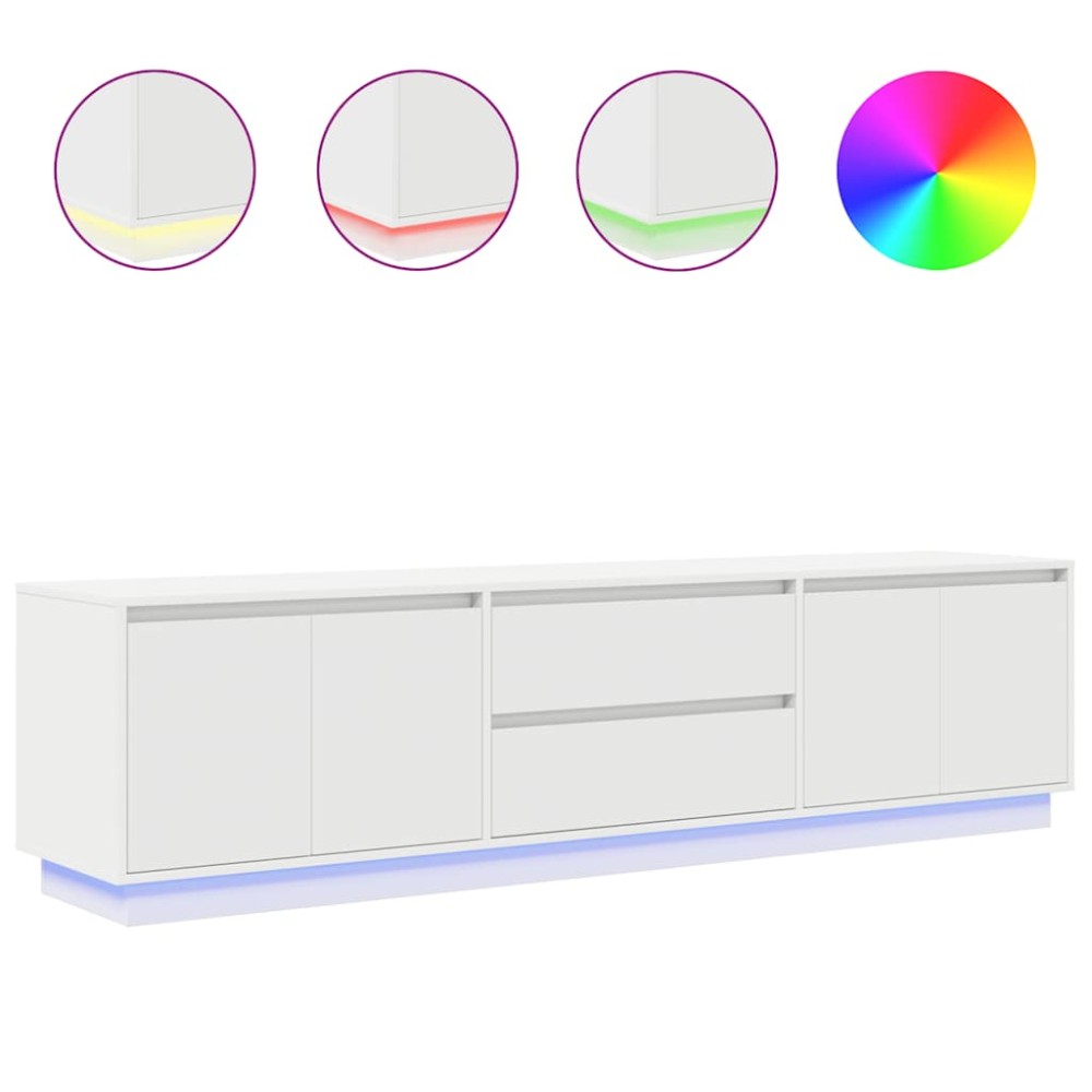 vidaXL Dulap TV cu lumini LED alb 193,5x41x50 cm