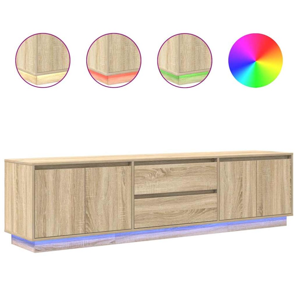 vidaXL Dulap TV cu lumini LED Stejar Sonoma 193,5x41x50 cm