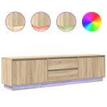 vidaXL Dulap TV cu lumini LED Stejar Sonoma 193,5x41x50 cm vidaXL Dulap TV cu lumini LED Stejar Sonoma 193,5x41x50 cm
