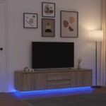 vidaXL Dulap TV cu lumini LED Stejar Sonoma 193,5x41x50 cm vidaXL Dulap TV cu lumini LED Stejar Sonoma 193,5x41x50 cm