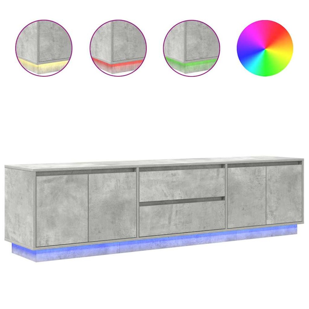 vidaXL Dulap TV cu lumini LED Gri beton 193,5x41x50 cm