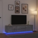 vidaXL Dulap TV cu lumini LED Gri beton 193,5x41x50 cm vidaXL Dulap TV cu lumini LED Gri beton 193,5x41x50 cm