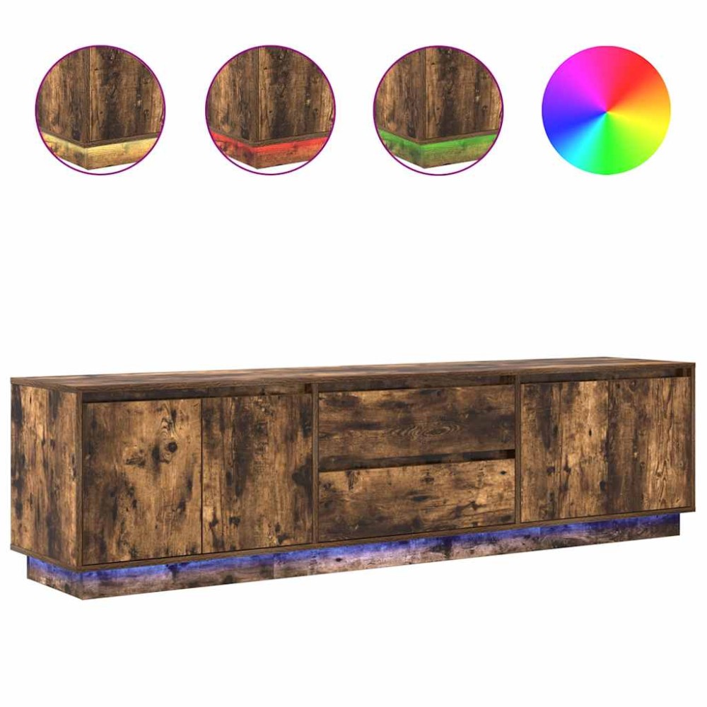 vidaXL Dulap TV cu lumini LED Stejar afumat 193,5x41x50 cm