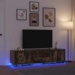 vidaXL Dulap TV cu lumini LED Stejar afumat 193,5x41x50 cm vidaXL Dulap TV cu lumini LED Stejar afumat 193,5x41x50 cm
