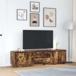 vidaXL Dulap TV cu lumini LED Stejar afumat 193,5x41x50 cm vidaXL Dulap TV cu lumini LED Stejar afumat 193,5x41x50 cm