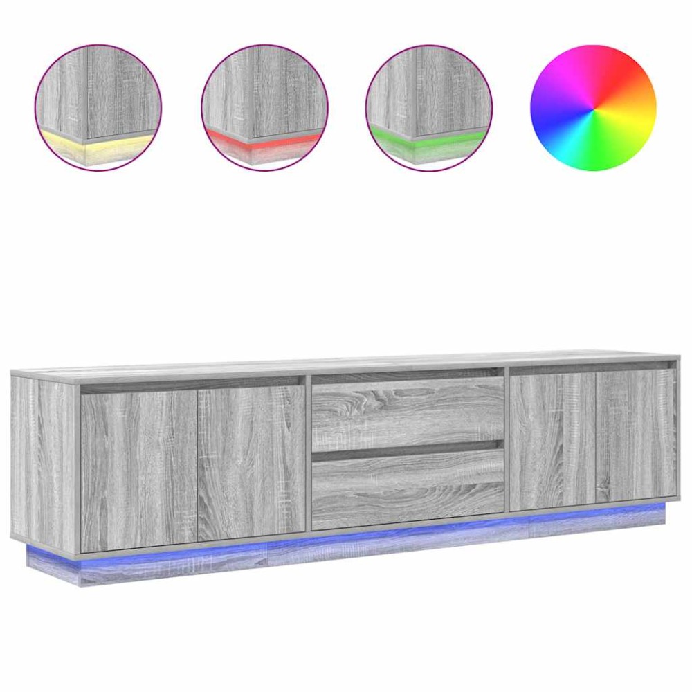 vidaXL Dulap TV cu lumini LED Gri Sonoma 193,5x41x50 cm