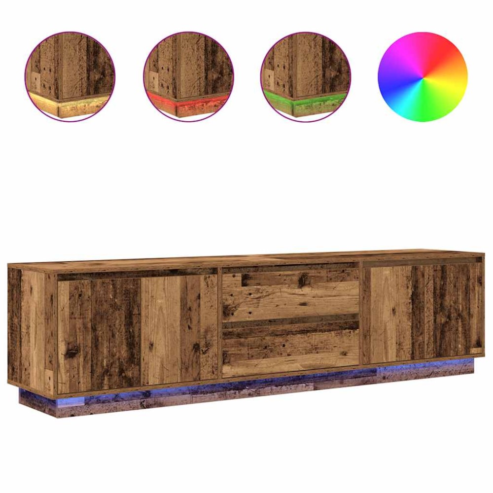 vidaXL Dulap TV cu lumini LED Lemn vechi 193,5x41x50 cm