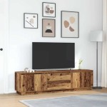 vidaXL Dulap TV cu lumini LED Lemn vechi 193,5x41x50 cm vidaXL Dulap TV cu lumini LED Lemn vechi 193,5x41x50 cm
