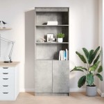 vidaXL Dulap înalt, gri beton, 70x35x180 cm, lemn prelucrat