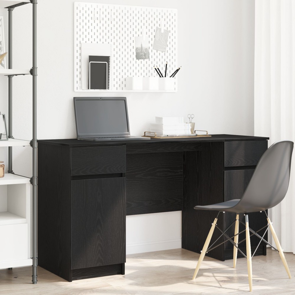 vidaXL Birou, stejar negru, 140x49x76 cm, lemn prelucrat