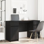 vidaXL Birou, stejar negru, 140x49x76 cm, lemn prelucrat