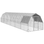 vidaXL Pui de găină cu acoperiș 2,5x12x2,25 m oțel galvanizat
