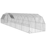 vidaXL Pui de găină cu acoperiș 2,5x12x2,25 m oțel galvanizat