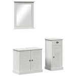 vidaXL Set de mobilier pentru baie 3 pcs Alb Antic Lemn de pin masiv