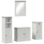 vidaXL Set de mobilier pentru baie 4 pcs Alb Antic Lemn de pin masiv