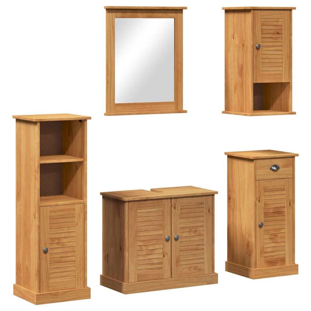vidaXL Set de mobilier pentru baie cu sertar VIGO 5 pcs maro miere