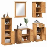 vidaXL Set de mobilier pentru baie cu sertar VIGO 5 pcs maro miere vidaXL Set de mobilier pentru baie cu sertar VIGO 5 pcs maro miere