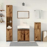 vidaXL Set mobilier de baie, 4 piese, lemn vechi, lemn prelucrat