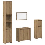 vidaXL Set mobilier de baie, 4 piese, stejar artizanal, lemn prelucrat