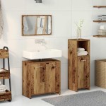 vidaXL Set mobilier de baie, 3 piese, lemn vechi, lemn prelucrat vidaXL Set mobilier de baie, 3 piese, lemn vechi, lemn prelucrat
