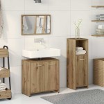 vidaXL Set mobilier de baie, 3 piese, stejar artizanal, lemn prelucrat vidaXL Set mobilier de baie, 3 piese, stejar artizanal, lemn prelucrat