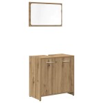 vidaXL Set mobilier de baie, 3 piese, stejar artizanal, lemn prelucrat vidaXL Set mobilier de baie, 3 piese, stejar artizanal, lemn prelucrat